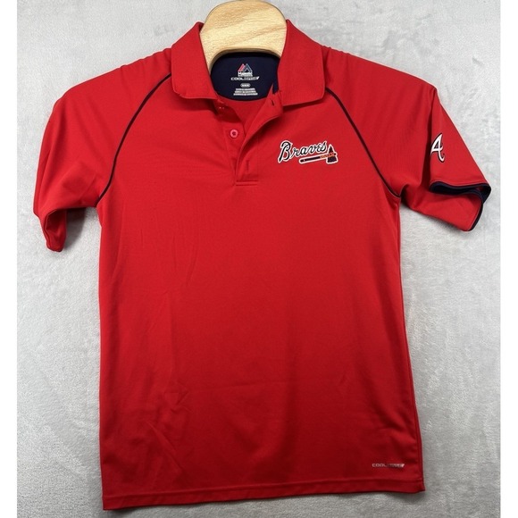 Majestic Other - Majestic Atlanta Braves Cool Base Polo Shirt Red Collared MLB Baseball Men's M